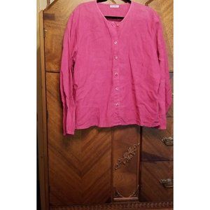 Russ Berens 100% Linen Hot Pink Size XL Button Up Shirt